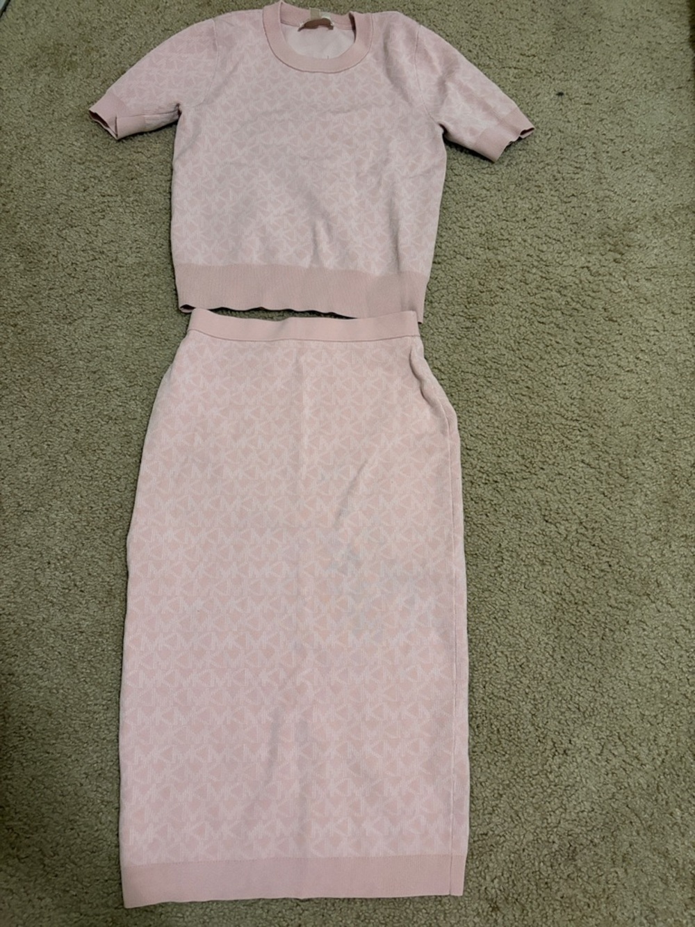 Michael Kors Pale Pink Knit Two-Piece Midi Set